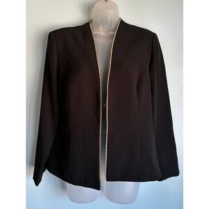 Vintage Karen Miller Blazer Jewel Trim 12P Black and Silver
